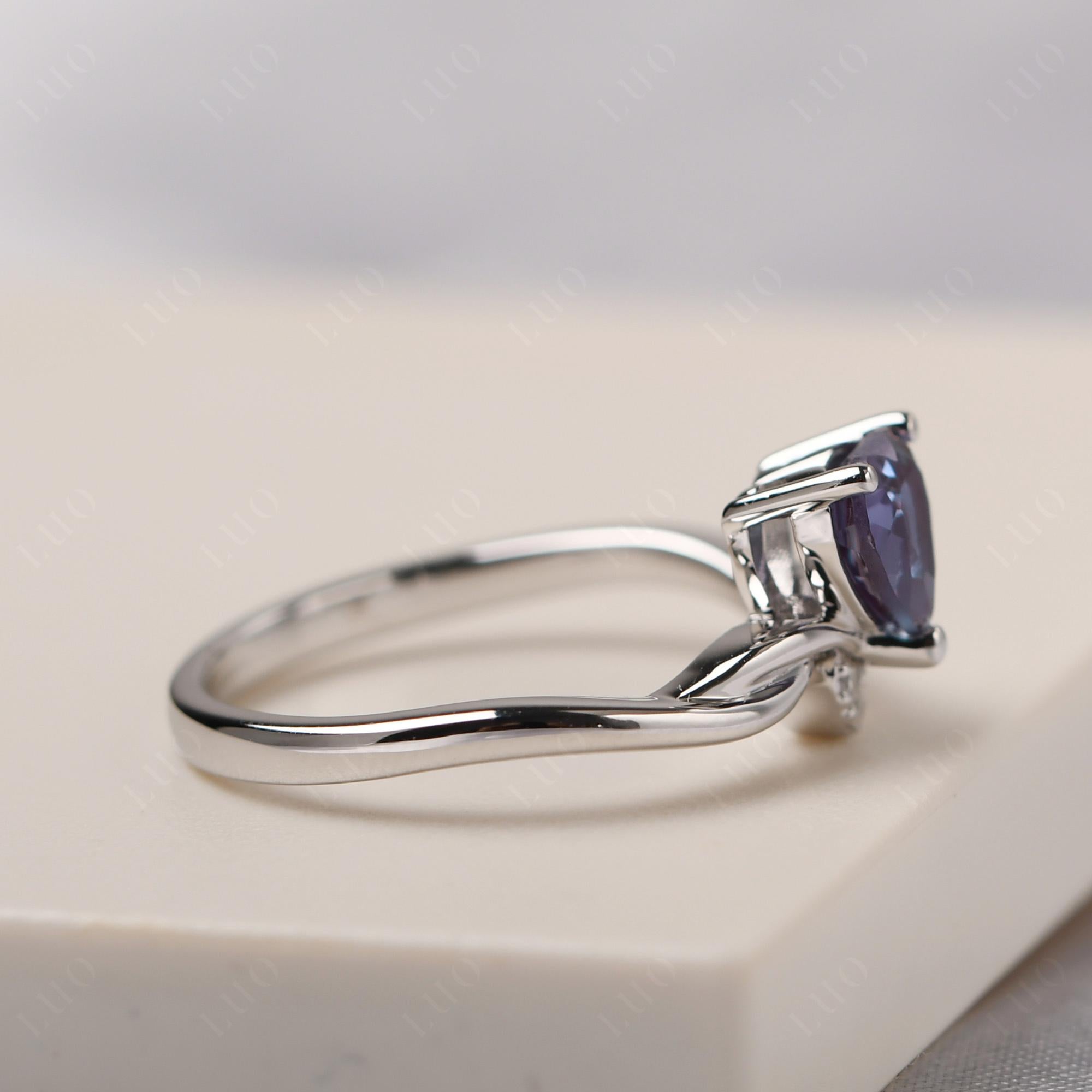 Dainty Twisted Lab Grown Alexandrite Engagement Ring - LUO Jewelry