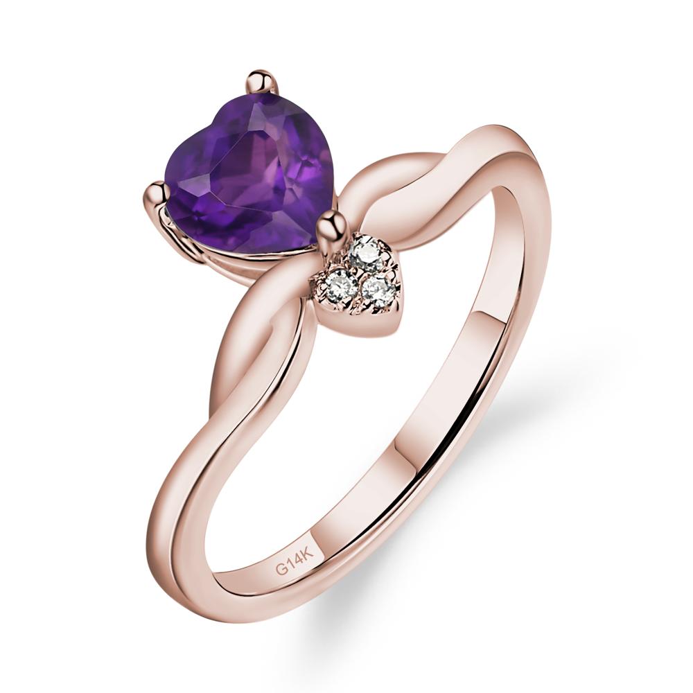 Dainty Twisted Amethyst Engagement Ring - LUO Jewelry #metal_14k rose gold