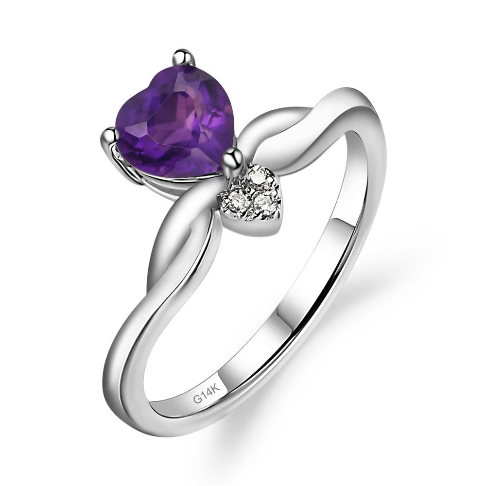 Dainty Twisted Amethyst Engagement Ring - LUO Jewelry #metal_14k white gold
