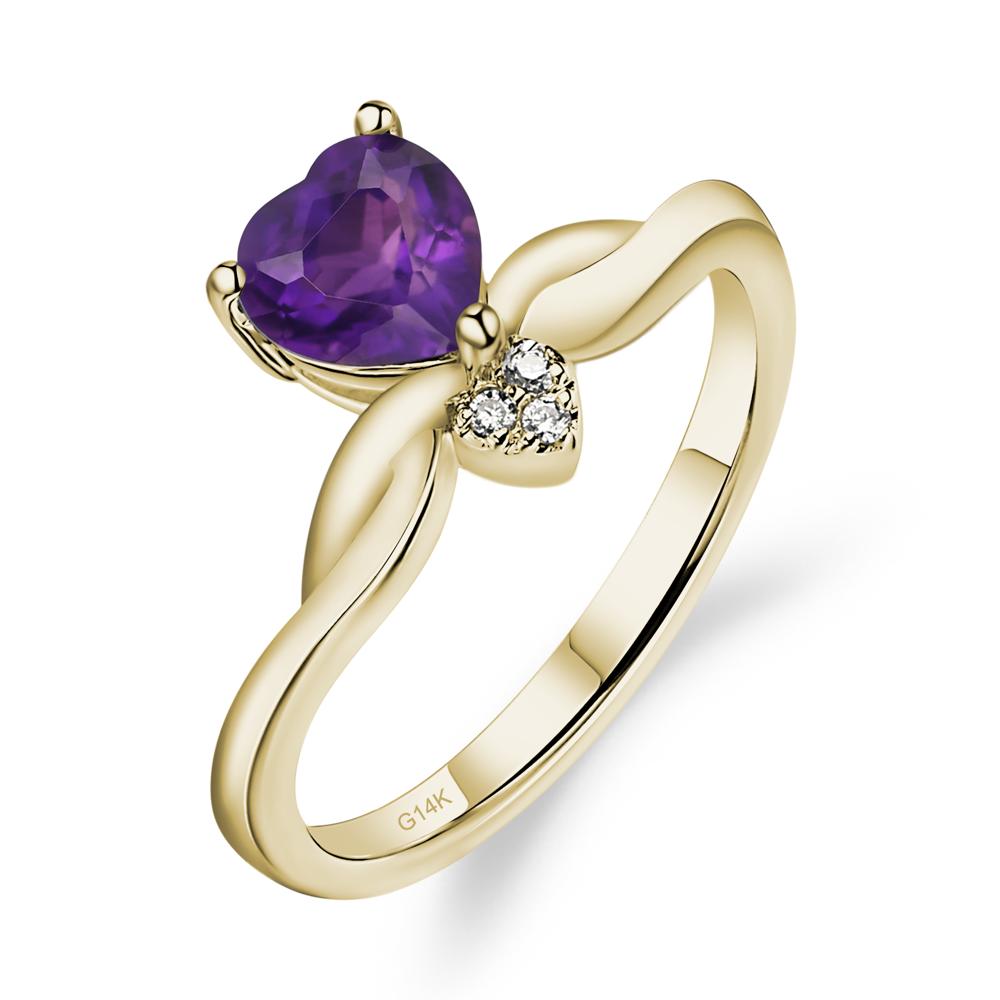 Dainty Twisted Amethyst Engagement Ring - LUO Jewelry #metal_14k yellow gold