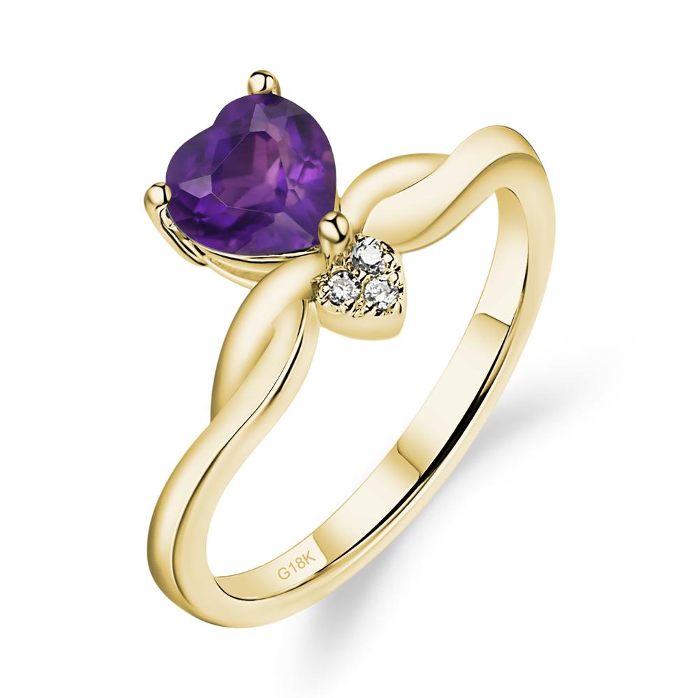 Dainty Twisted Amethyst Engagement Ring - LUO Jewelry #metal_18k yellow gold