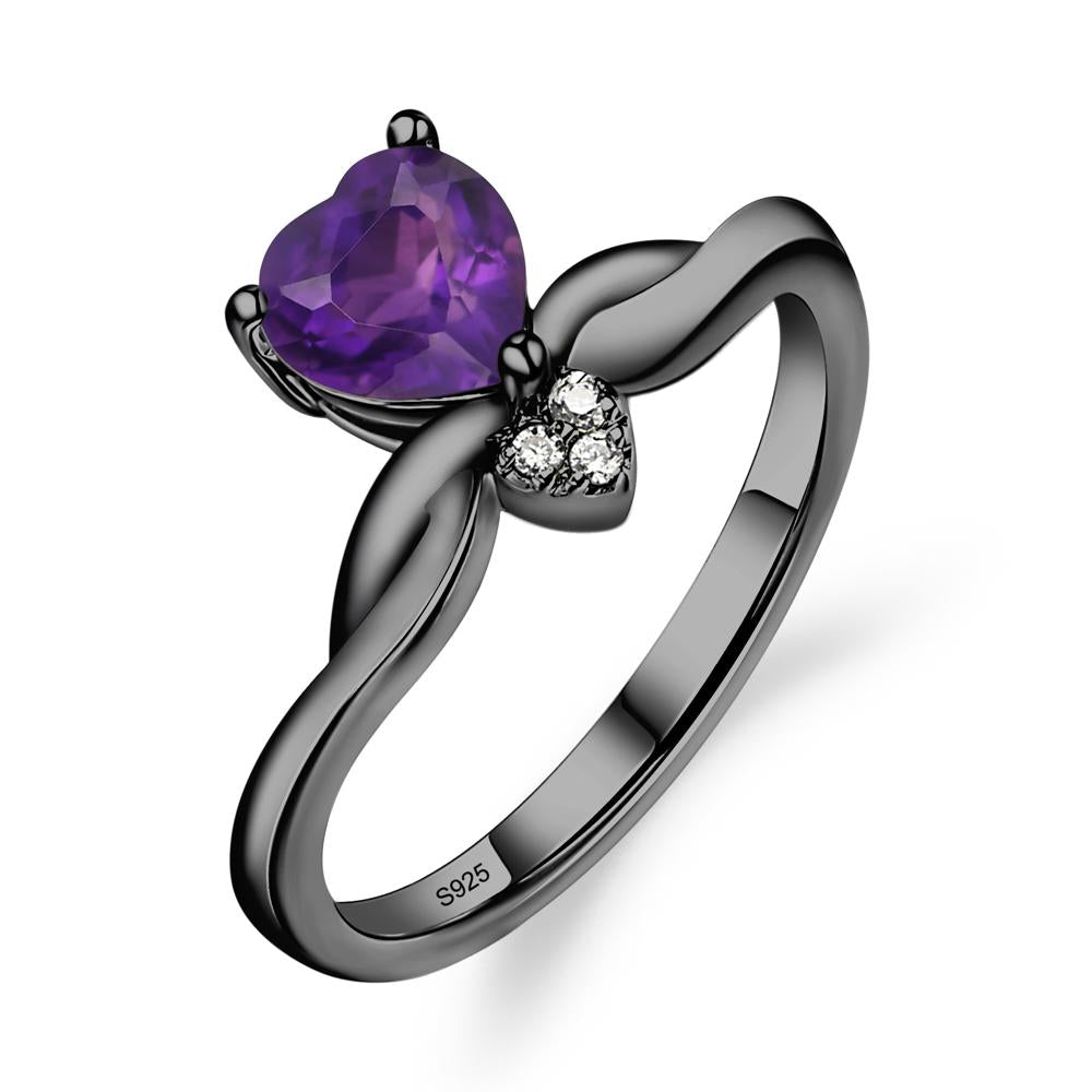 Dainty Twisted Amethyst Engagement Ring - LUO Jewelry #metal_black finish sterling silver
