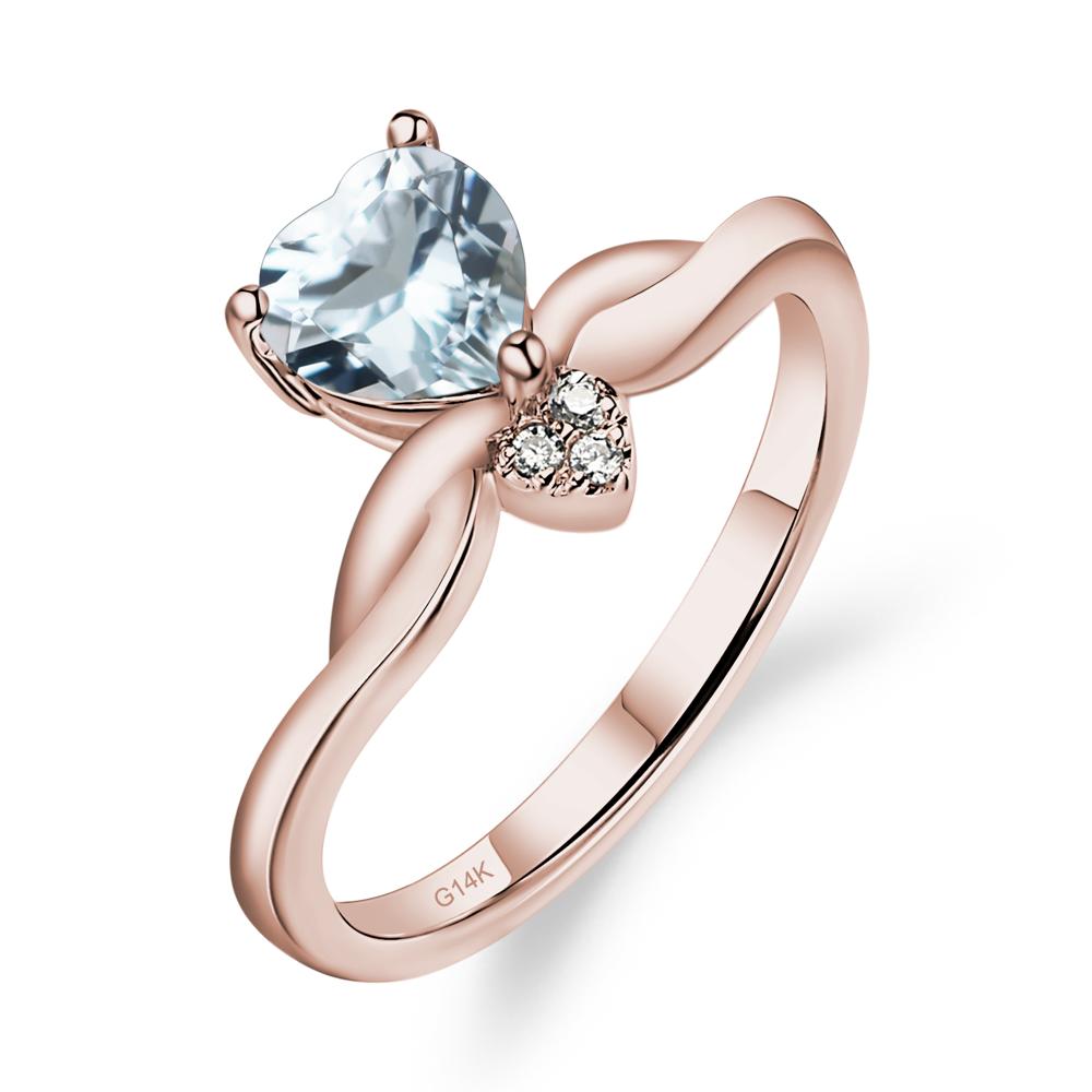 Dainty Twisted Aquamarine Engagement Ring - LUO Jewelry #metal_14k rose gold