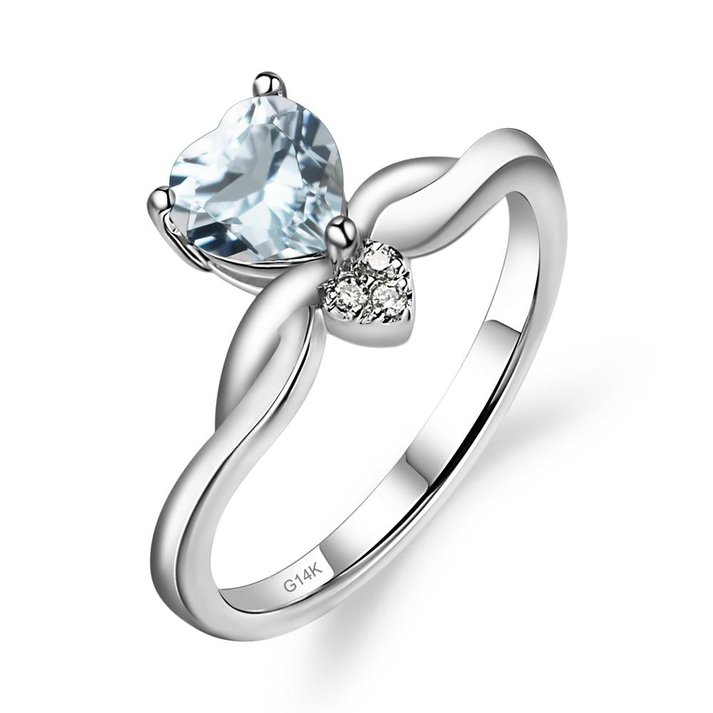 Dainty Twisted Aquamarine Engagement Ring - LUO Jewelry #metal_14k white gold