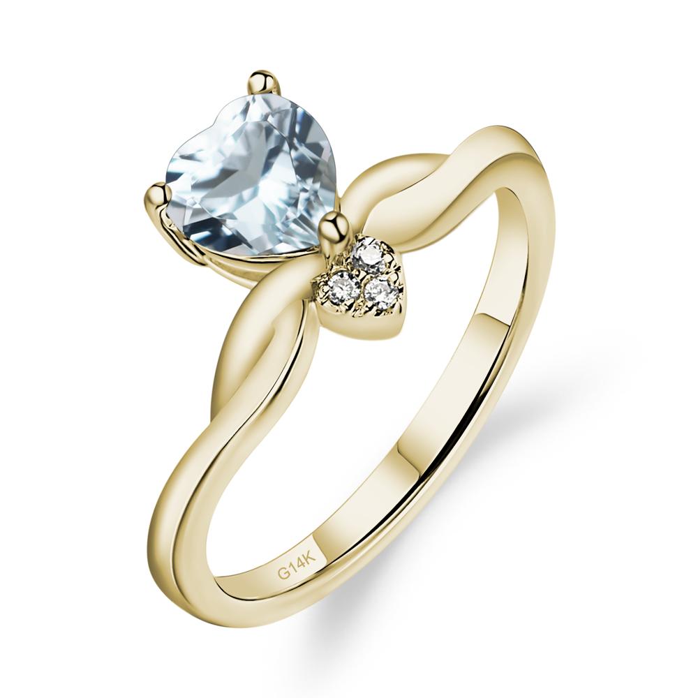 Dainty Twisted Aquamarine Engagement Ring - LUO Jewelry #metal_14k yellow gold