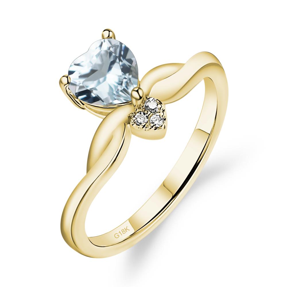 Dainty Twisted Aquamarine Engagement Ring - LUO Jewelry #metal_18k yellow gold