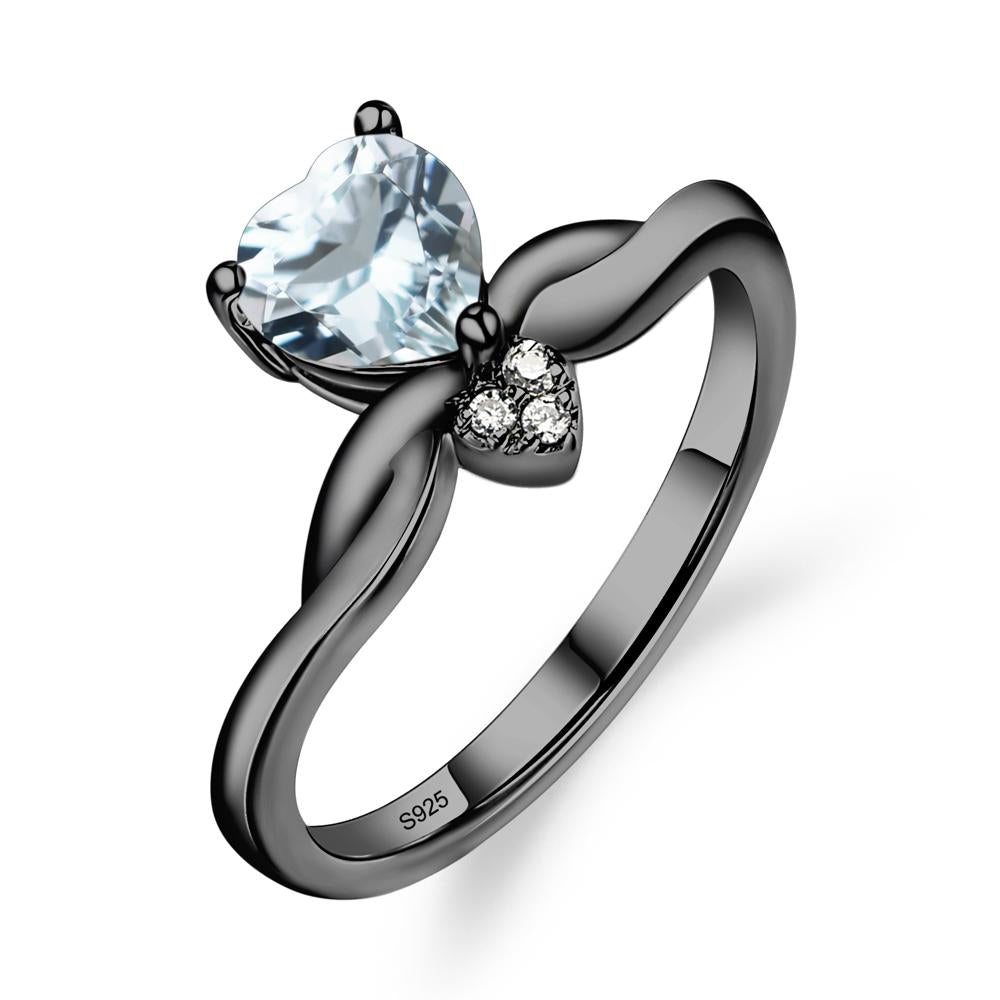 Dainty Twisted Aquamarine Engagement Ring - LUO Jewelry #metal_black finish sterling silver