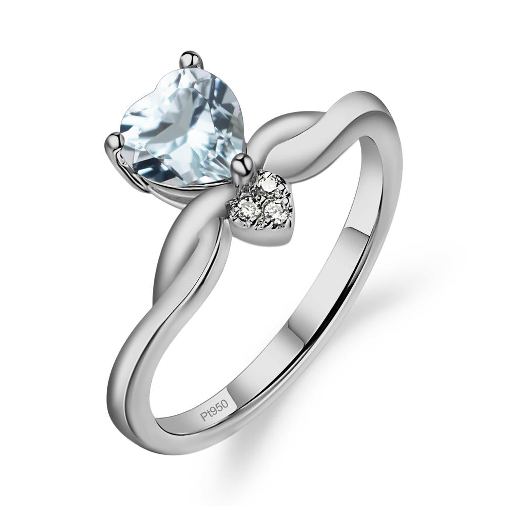 Dainty Twisted Aquamarine Engagement Ring - LUO Jewelry #metal_platinum