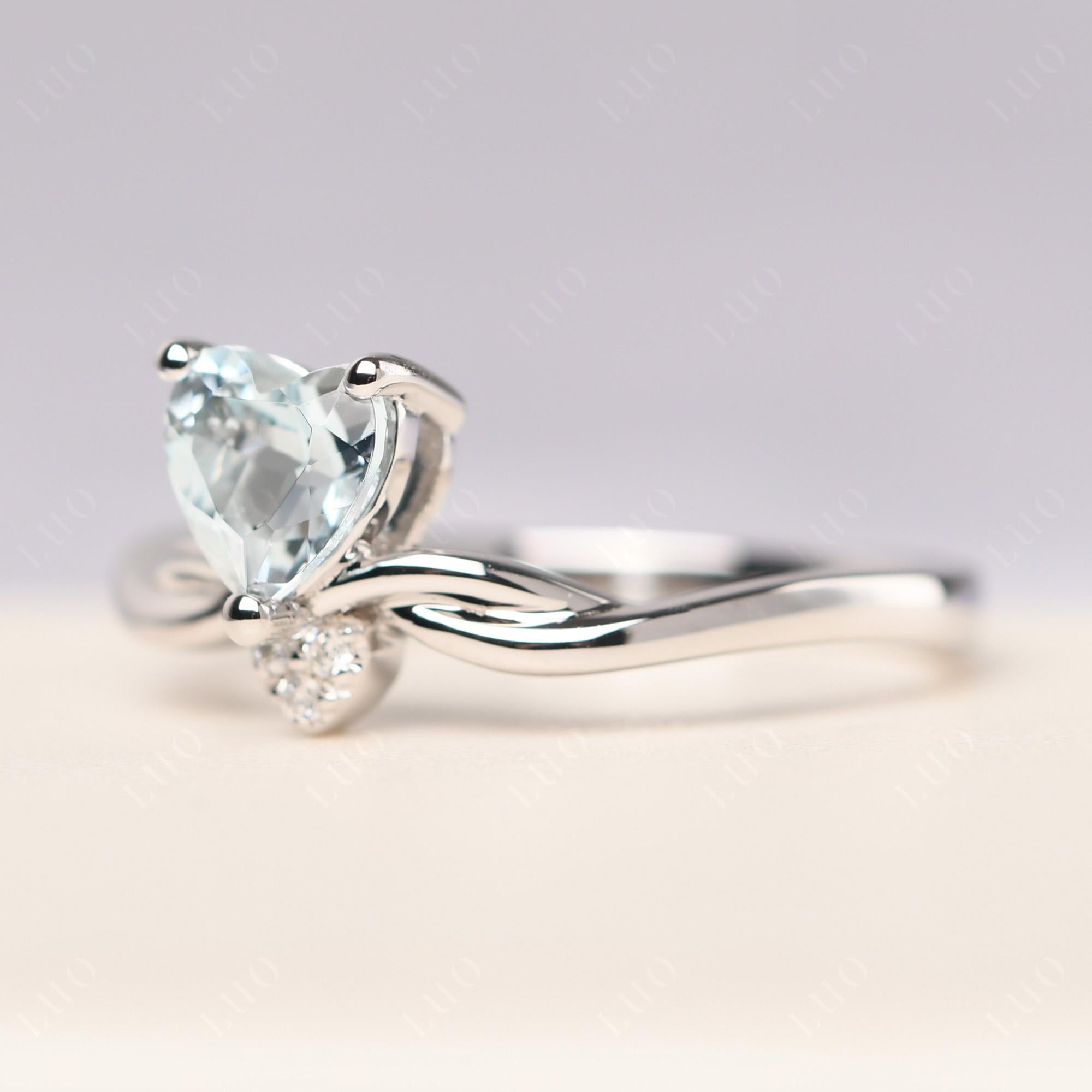 Dainty Twisted Aquamarine Engagement Ring - LUO Jewelry