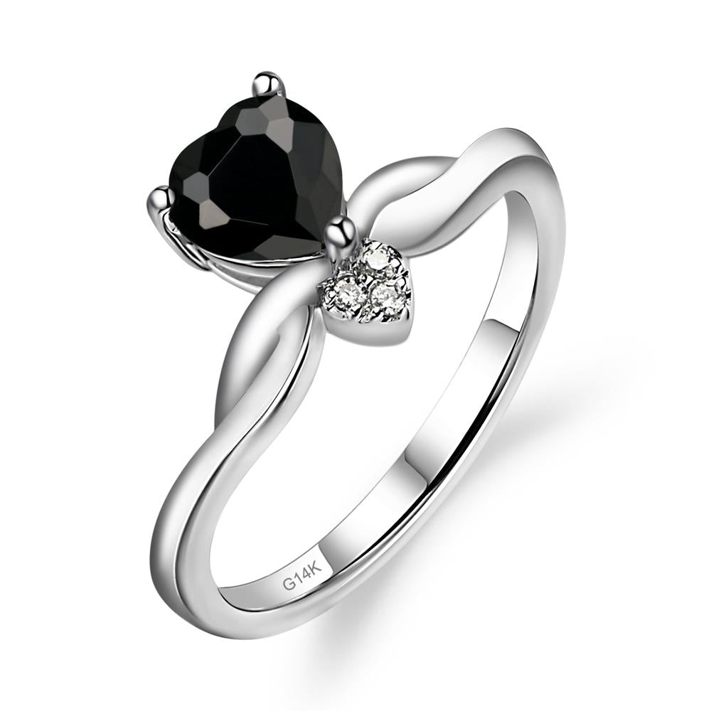 Dainty Twisted Black Spinel Engagement Ring - LUO Jewelry #metal_14k white gold