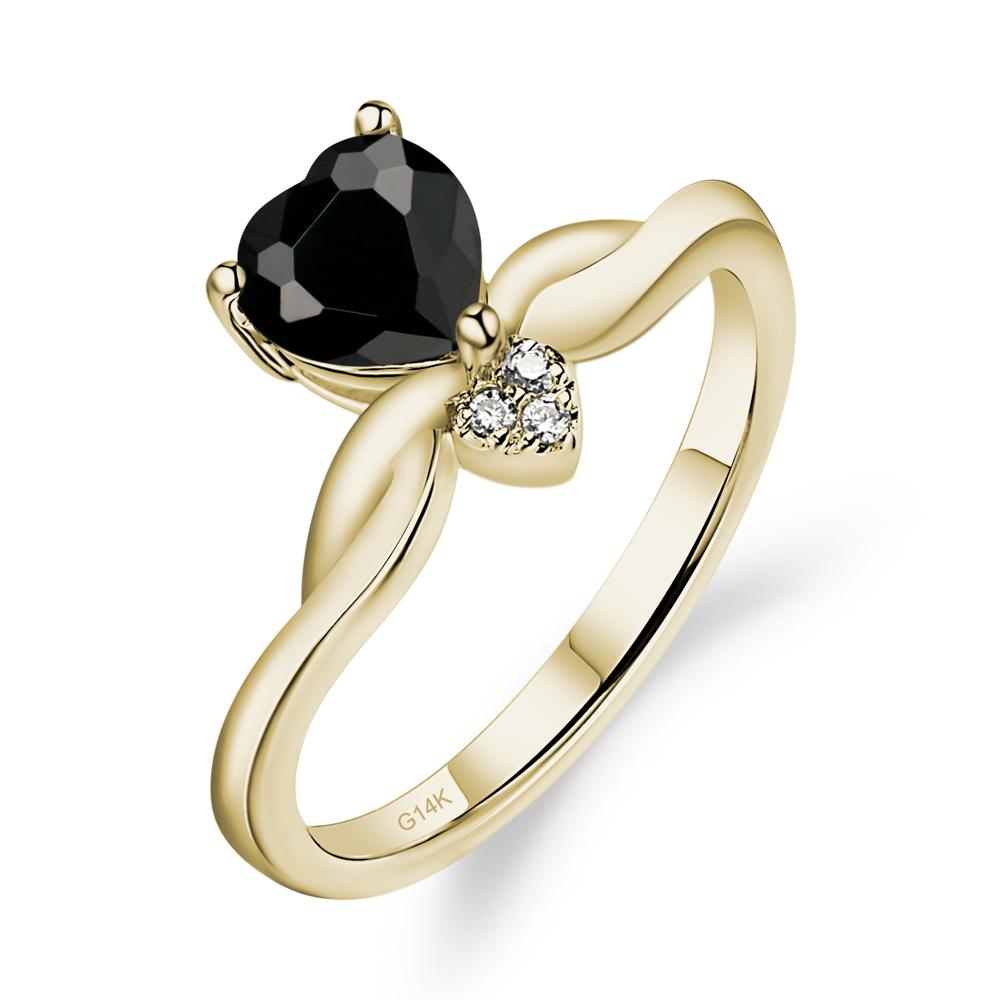 Dainty Twisted Black Spinel Engagement Ring - LUO Jewelry #metal_14k yellow gold