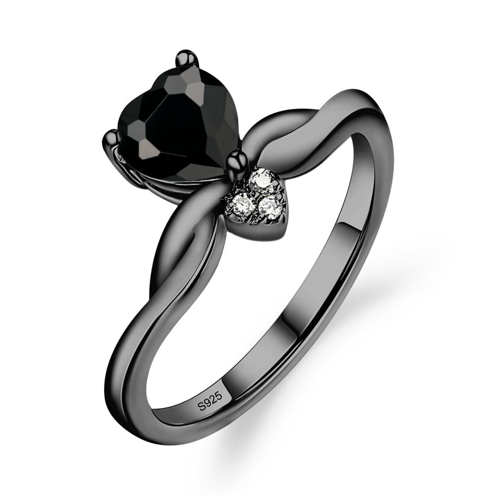 Dainty Twisted Black Spinel Engagement Ring - LUO Jewelry #metal_black finish sterling silver