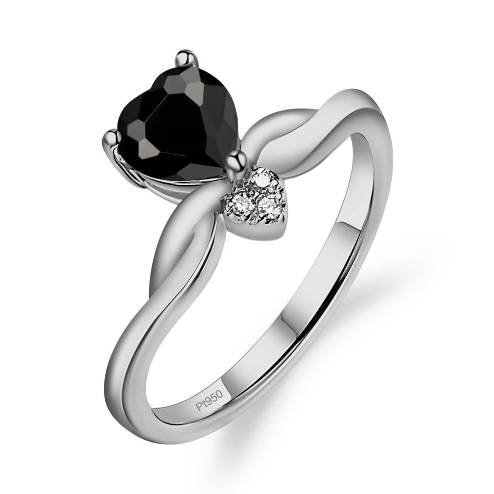 Dainty Twisted Black Spinel Engagement Ring - LUO Jewelry #metal_platinum