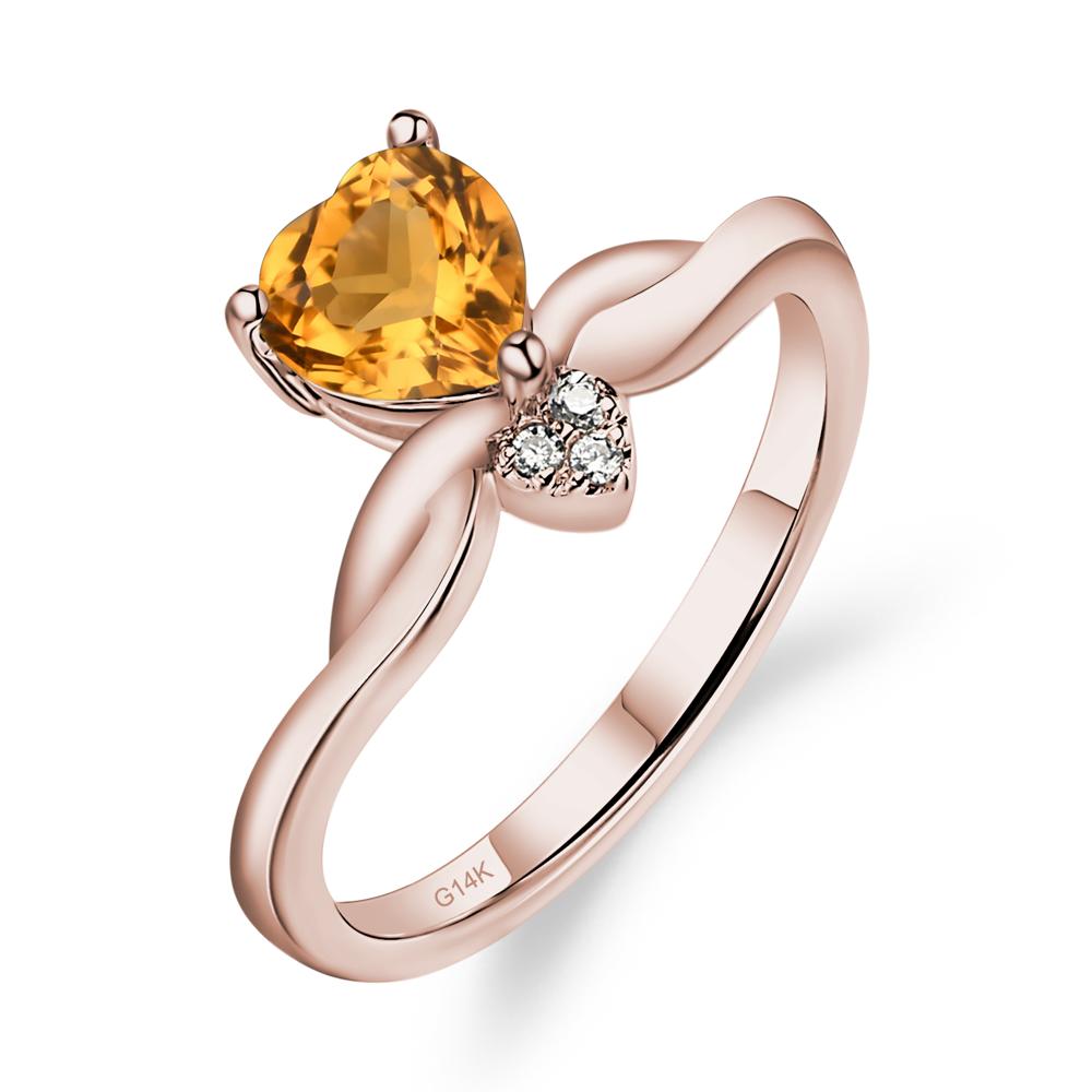 Dainty Twisted Citrine Engagement Ring - LUO Jewelry #metal_14k rose gold