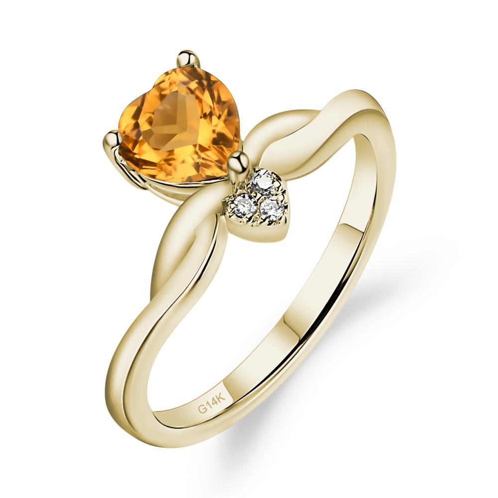 Dainty Twisted Citrine Engagement Ring - LUO Jewelry #metal_14k yellow gold