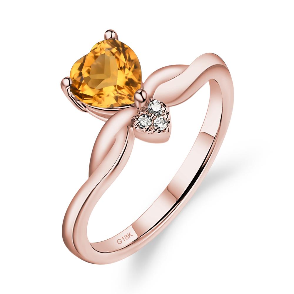 Dainty Twisted Citrine Engagement Ring - LUO Jewelry #metal_18k rose gold