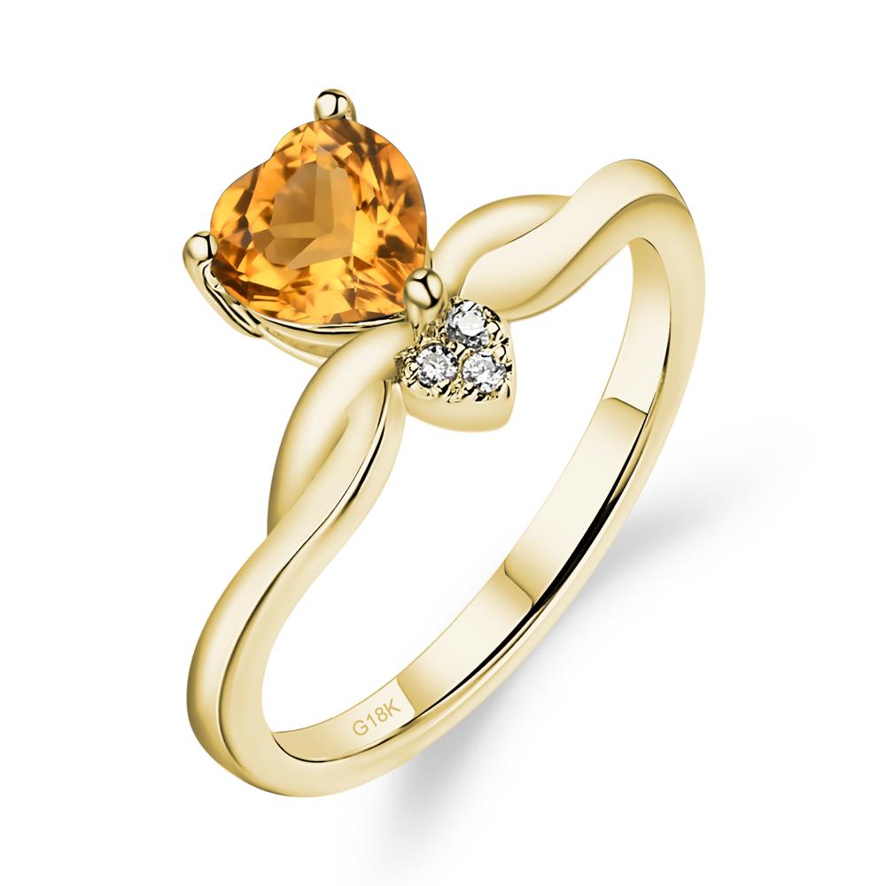 Dainty Twisted Citrine Engagement Ring - LUO Jewelry #metal_18k yellow gold