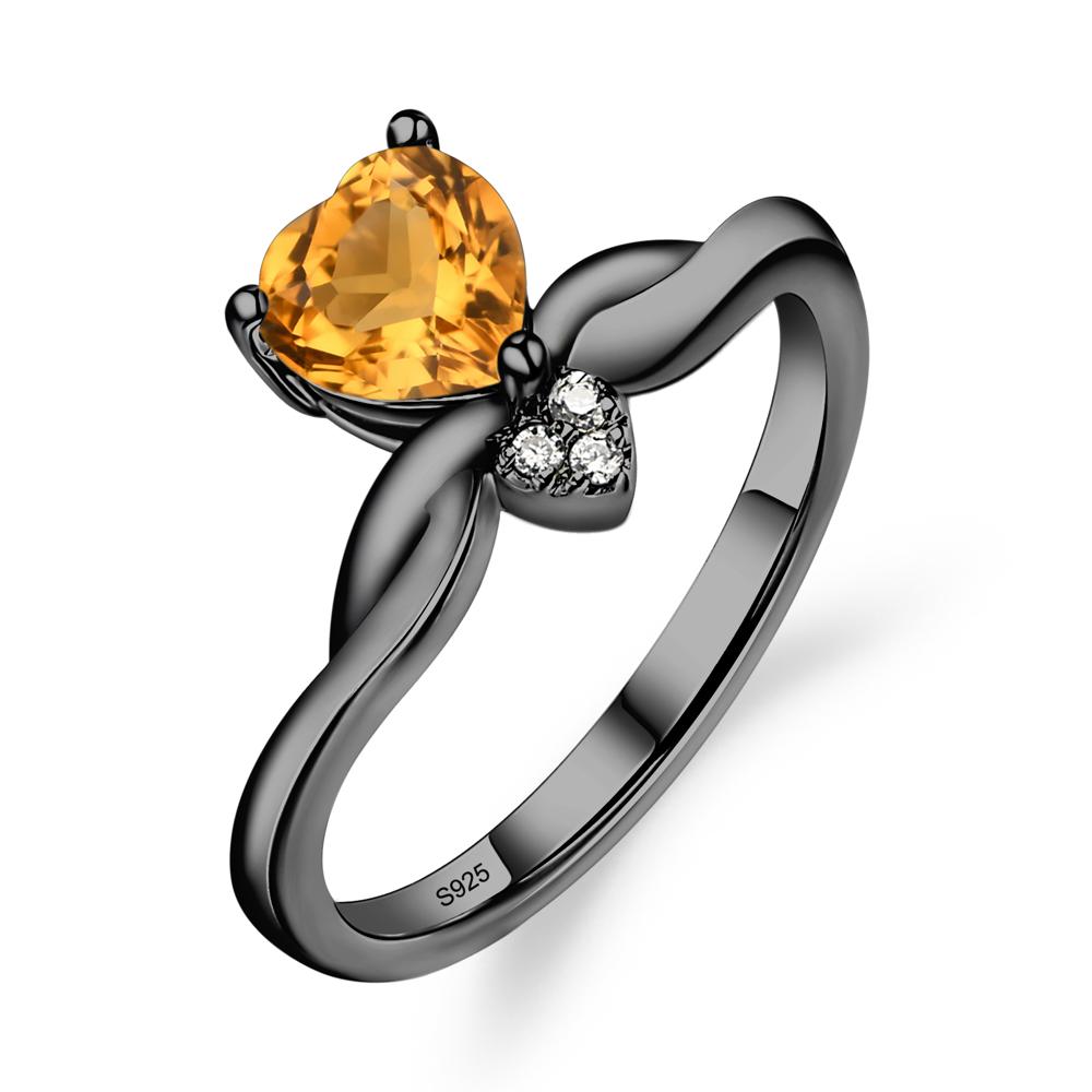 Dainty Twisted Citrine Engagement Ring - LUO Jewelry #metal_black finish sterling silver