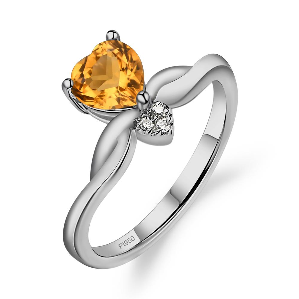 Dainty Twisted Citrine Engagement Ring - LUO Jewelry #metal_platinum