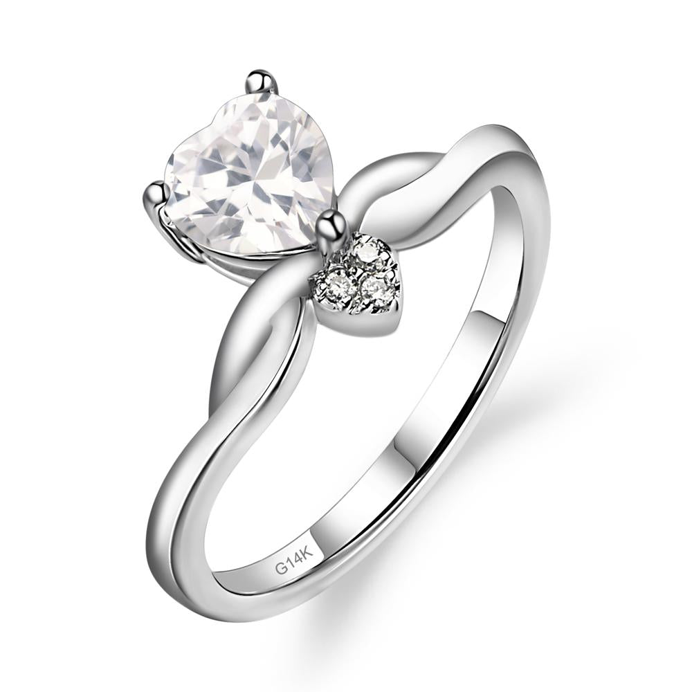 Dainty Twisted Cubic Zirconia Engagement Ring - LUO Jewelry #metal_14k white gold