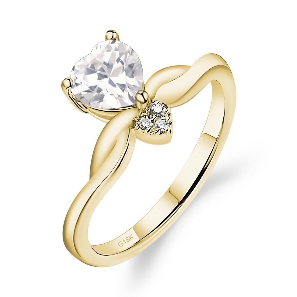Dainty Twisted Cubic Zirconia Engagement Ring - LUO Jewelry #metal_18k yellow gold