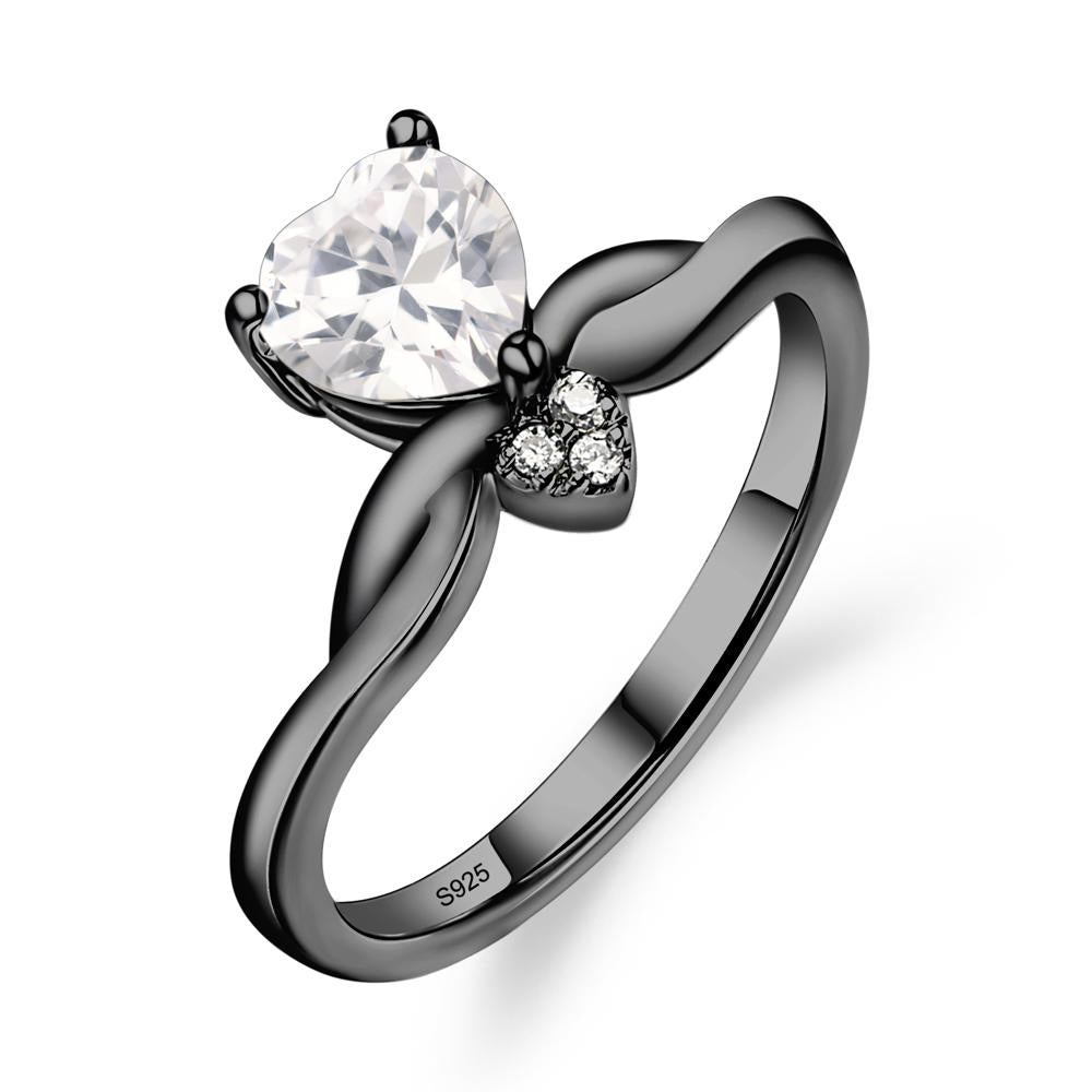 Dainty Twisted Cubic Zirconia Engagement Ring - LUO Jewelry #metal_black finish sterling silver