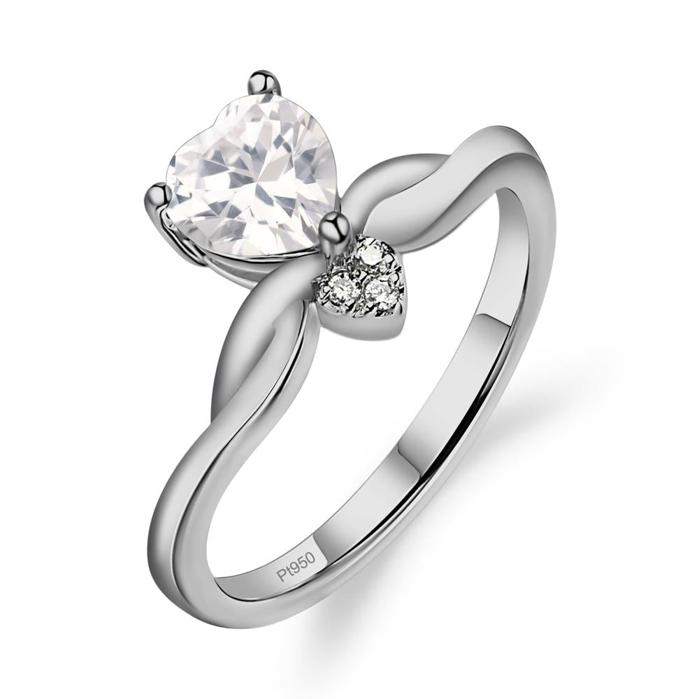 Dainty Twisted Cubic Zirconia Engagement Ring - LUO Jewelry #metal_platinum