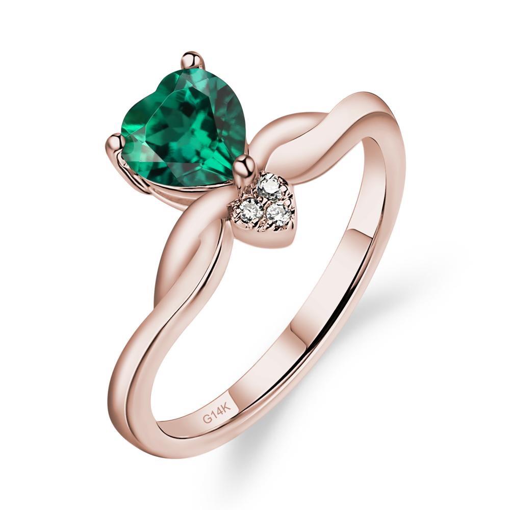 Dainty Twisted Lab Grown Emerald Engagement Ring - LUO Jewelry #metal_14k rose gold
