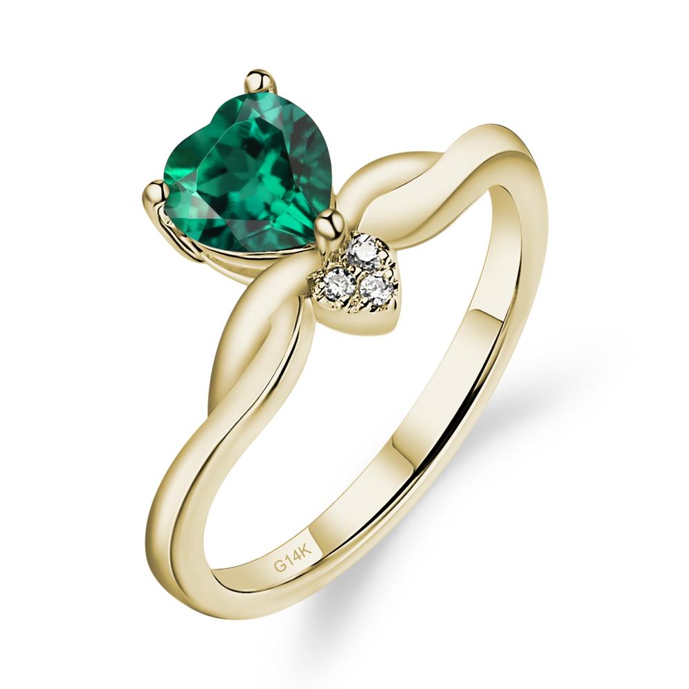 Dainty Twisted Lab Grown Emerald Engagement Ring - LUO Jewelry #metal_14k yellow gold