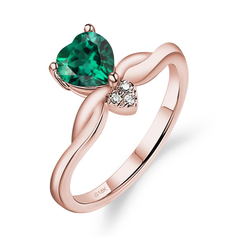 Dainty Twisted Lab Grown Emerald Engagement Ring - LUO Jewelry #metal_18k rose gold
