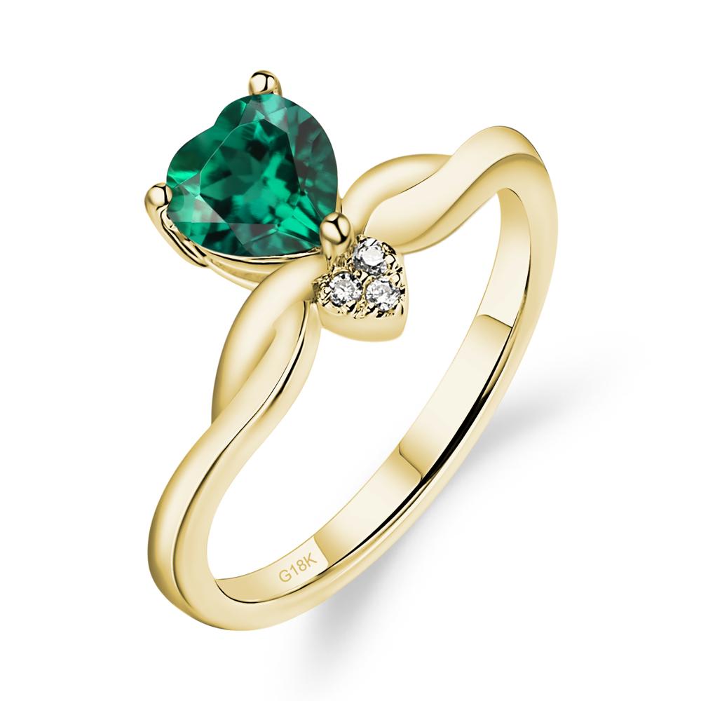Dainty Twisted Lab Grown Emerald Engagement Ring - LUO Jewelry #metal_18k yellow gold