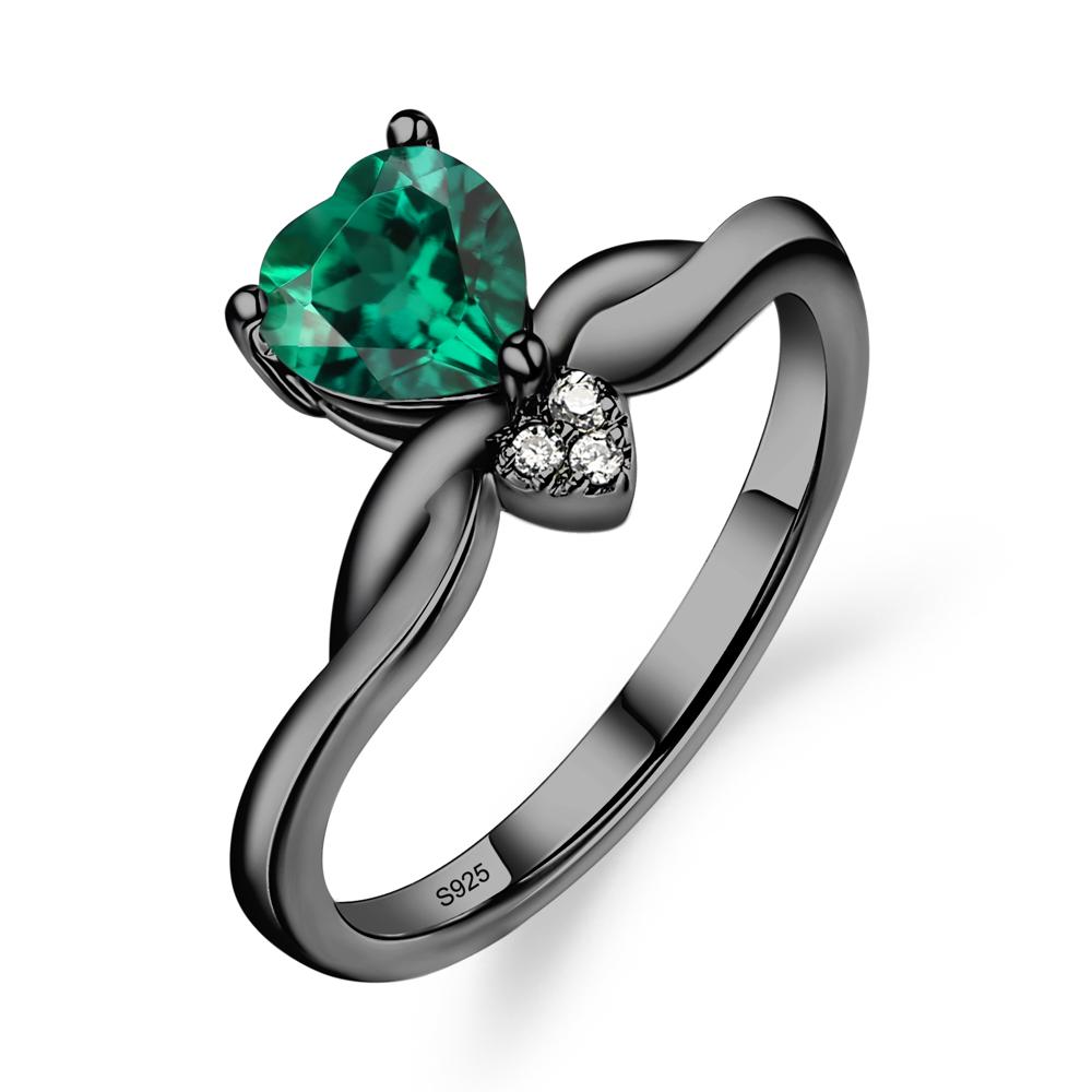 Dainty Twisted Lab Grown Emerald Engagement Ring - LUO Jewelry #metal_black finish sterling silver