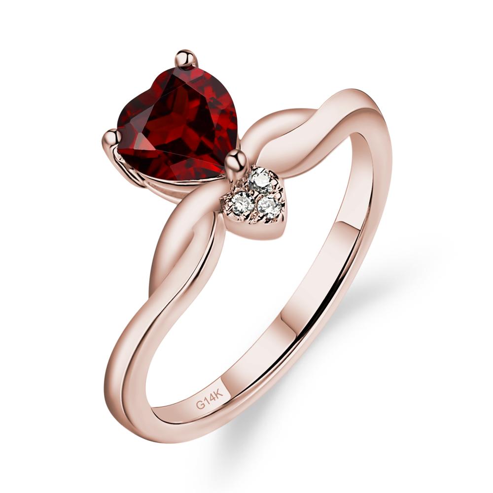 Dainty Twisted Garnet Engagement Ring - LUO Jewelry #metal_14k rose gold