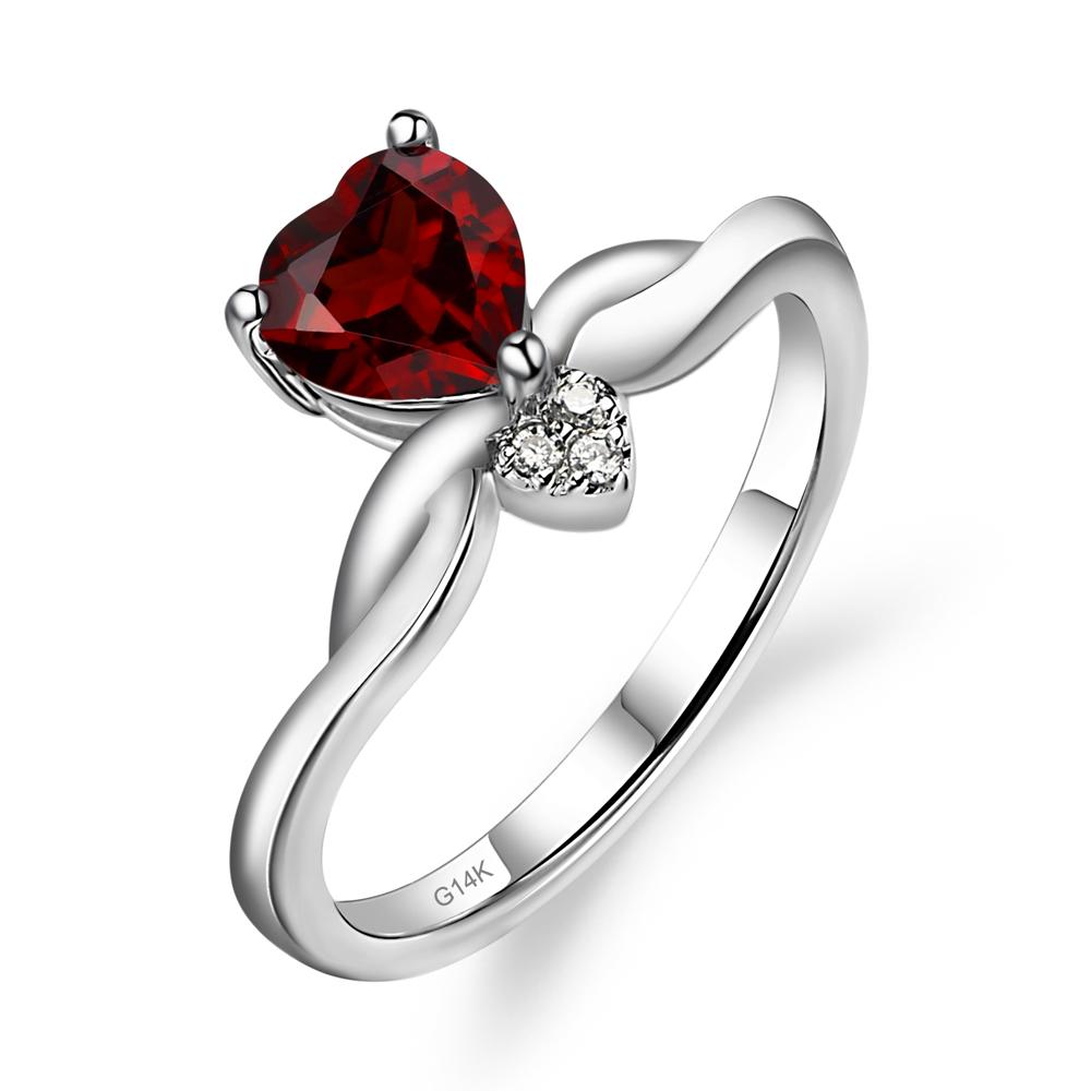 Dainty Twisted Garnet Engagement Ring - LUO Jewelry #metal_14k white gold