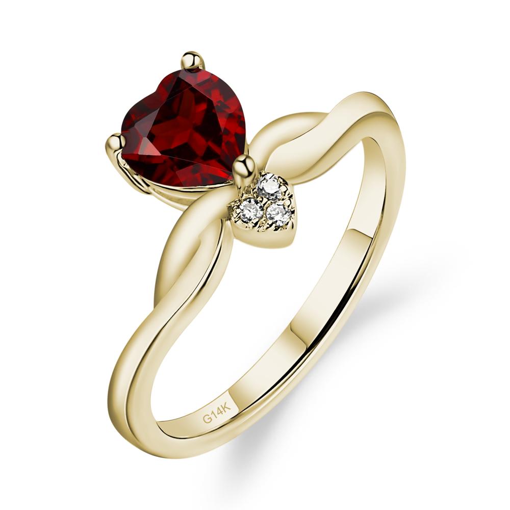 Dainty Twisted Garnet Engagement Ring - LUO Jewelry #metal_14k yellow gold