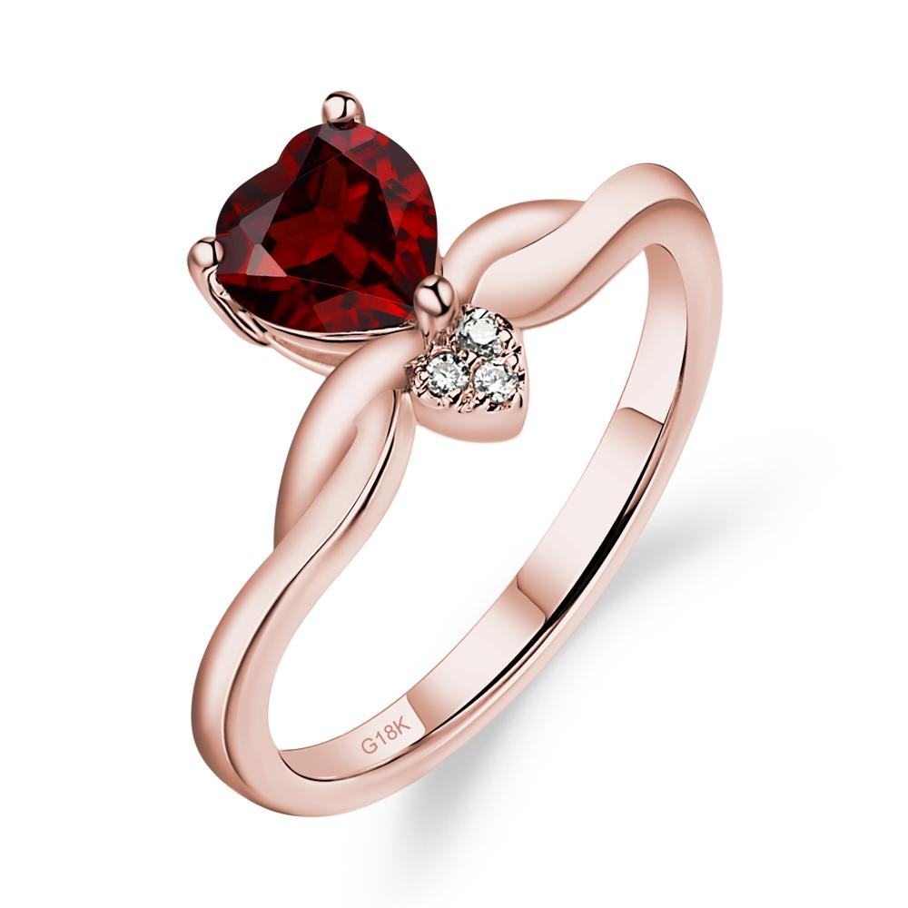 Dainty Twisted Garnet Engagement Ring - LUO Jewelry #metal_18k rose gold