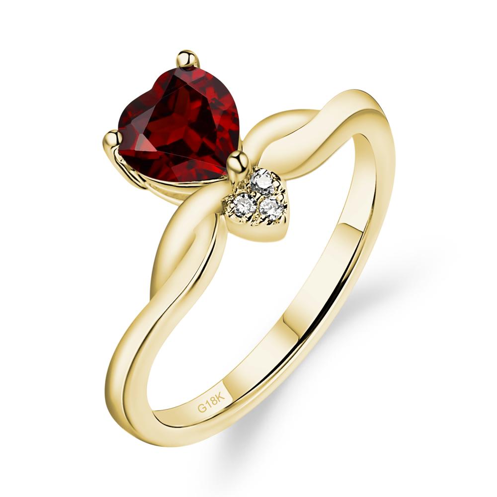 Dainty Twisted Garnet Engagement Ring - LUO Jewelry #metal_18k yellow gold