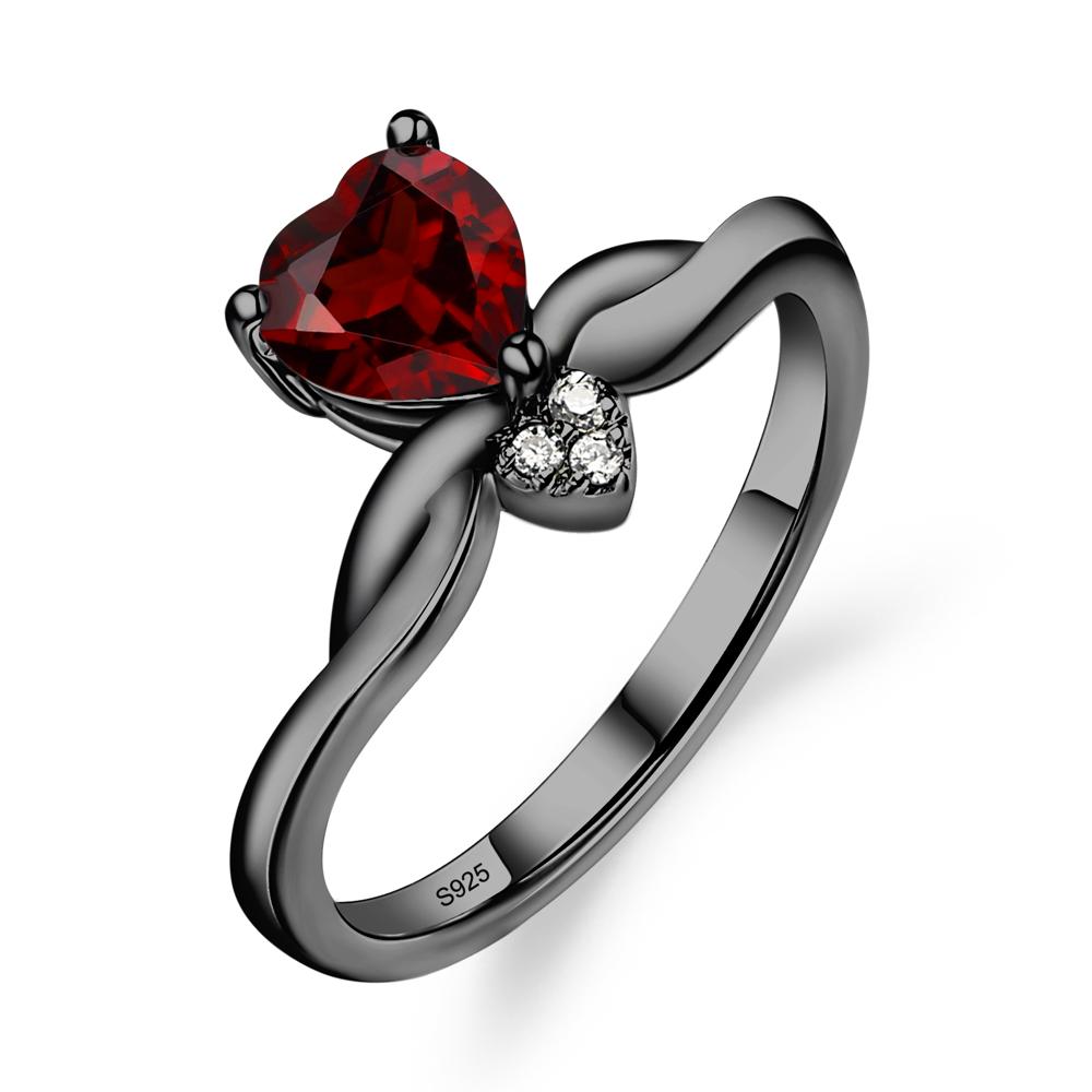 Dainty Twisted Garnet Engagement Ring - LUO Jewelry #metal_black finish sterling silver