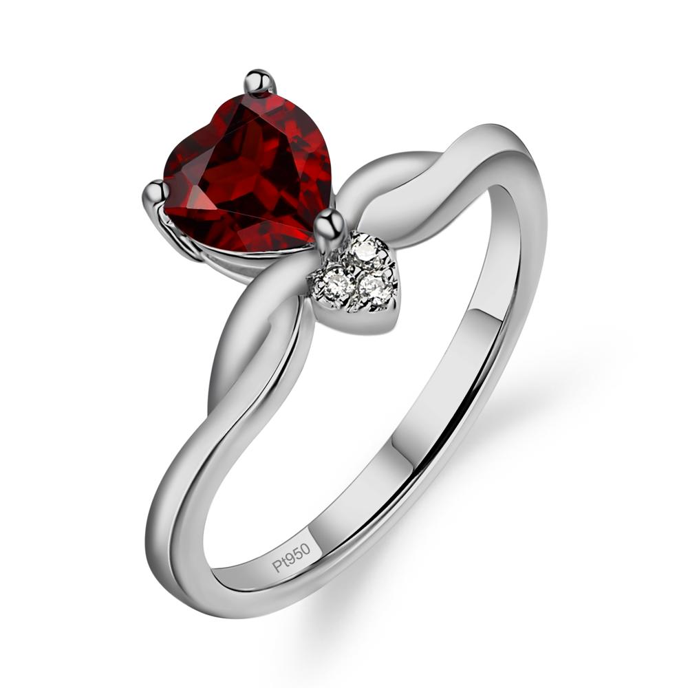 Dainty Twisted Garnet Engagement Ring - LUO Jewelry #metal_platinum