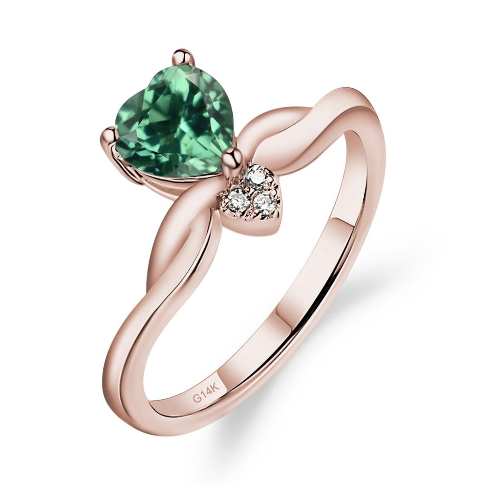 Dainty Twisted Lab Green Sapphire Engagement Ring - LUO Jewelry #metal_14k rose gold