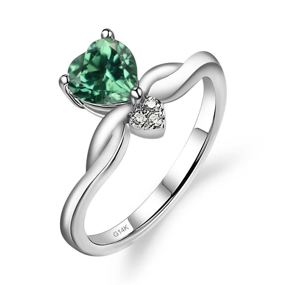 Dainty Twisted Lab Green Sapphire Engagement Ring - LUO Jewelry #metal_14k white gold