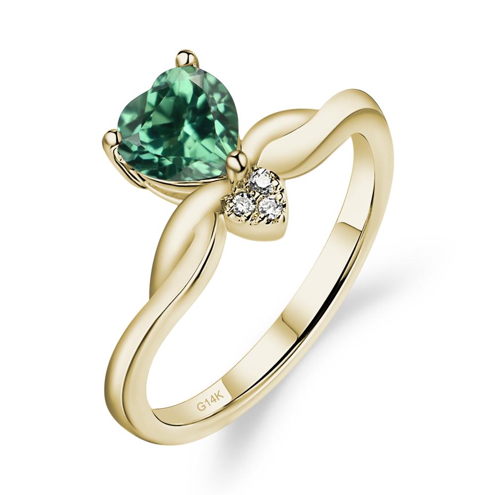 Dainty Twisted Lab Green Sapphire Engagement Ring - LUO Jewelry #metal_14k yellow gold