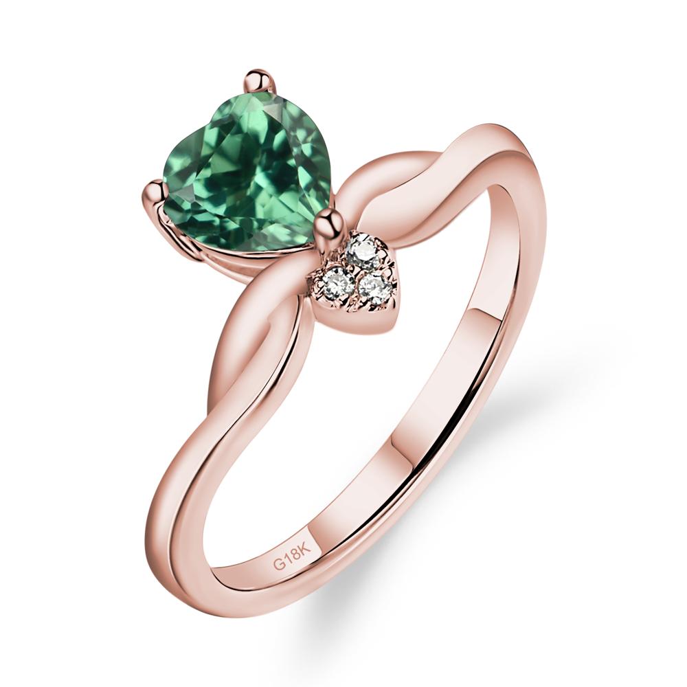 Dainty Twisted Lab Green Sapphire Engagement Ring - LUO Jewelry #metal_18k rose gold