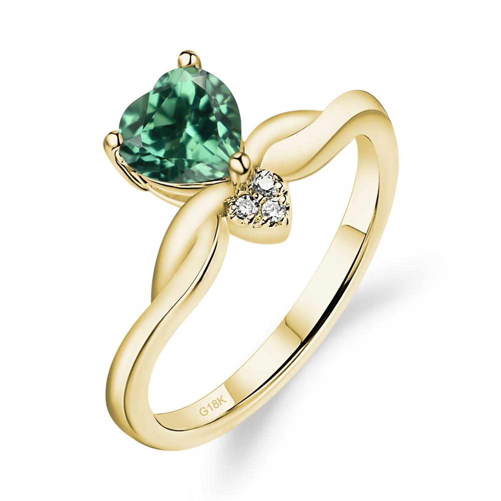 Dainty Twisted Lab Green Sapphire Engagement Ring - LUO Jewelry #metal_18k yellow gold