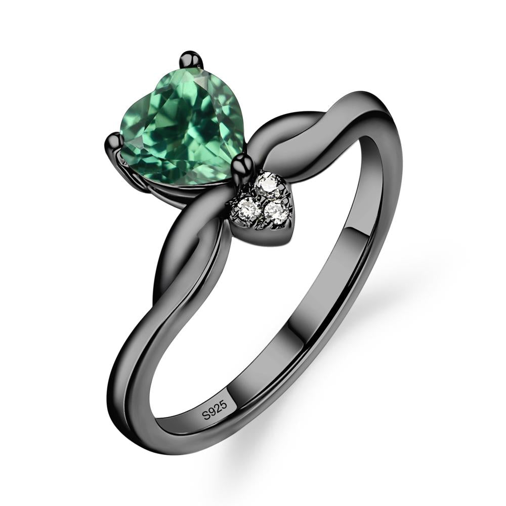 Dainty Twisted Lab Green Sapphire Engagement Ring - LUO Jewelry #metal_black finish sterling silver