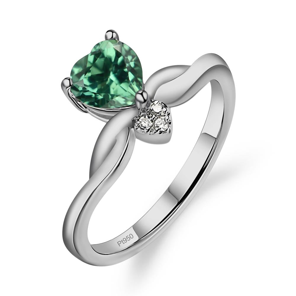 Dainty Twisted Lab Green Sapphire Engagement Ring - LUO Jewelry #metal_platinum