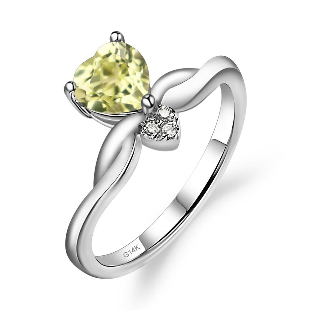 Dainty Twisted Lemon Quartz Engagement Ring - LUO Jewelry #metal_14k white gold