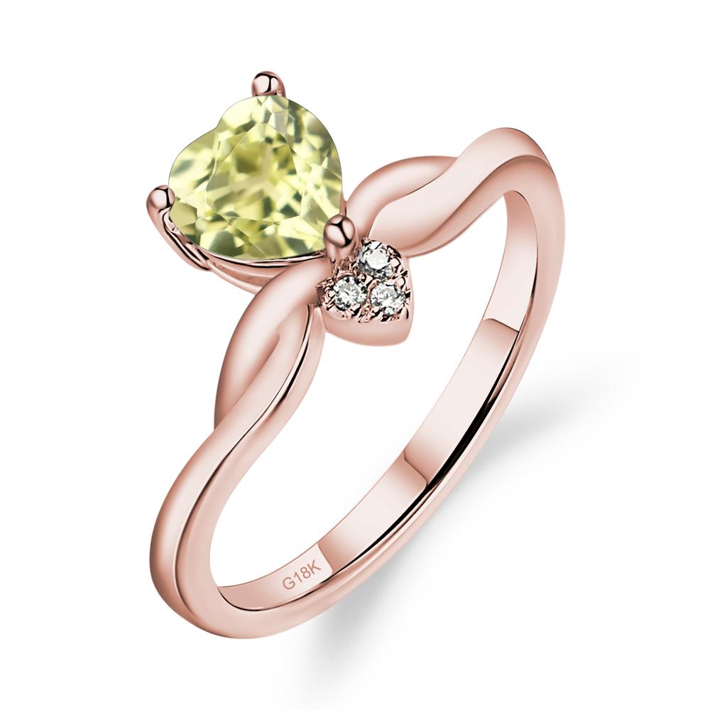 Dainty Twisted Lemon Quartz Engagement Ring - LUO Jewelry #metal_18k rose gold