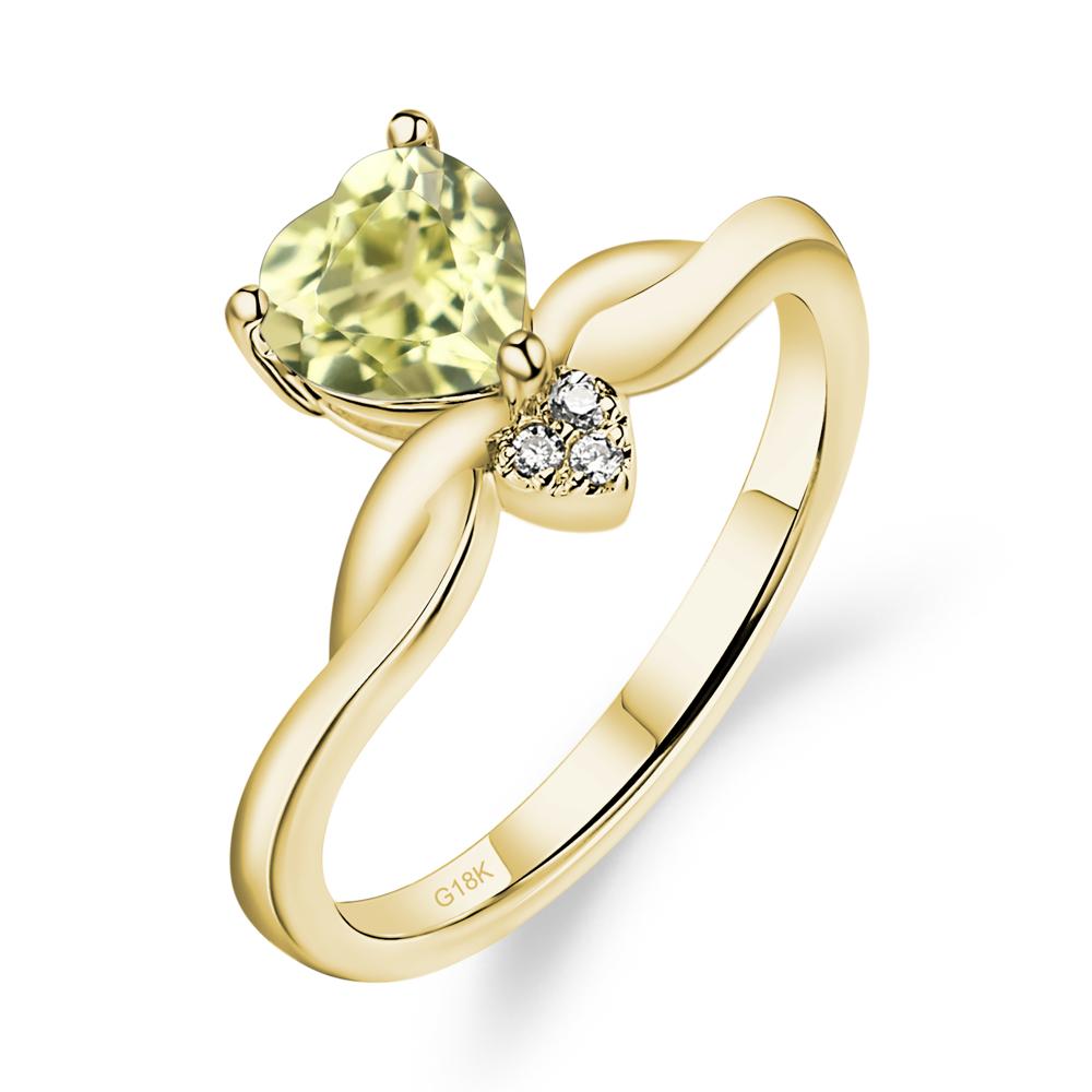 Dainty Twisted Lemon Quartz Engagement Ring - LUO Jewelry #metal_18k yellow gold
