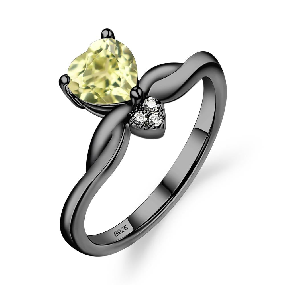 Dainty Twisted Lemon Quartz Engagement Ring - LUO Jewelry #metal_black finish sterling silver
